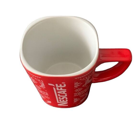 Vintage Nescafe Red Christmas Mug with Collectible Ceramic Design Christmas Char - Picture 5 of 11